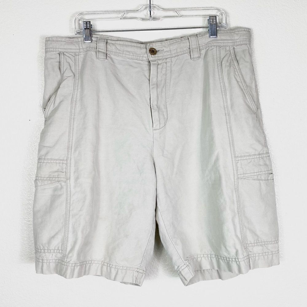 Island Shores Beige Linen Blend Cargo Shorts